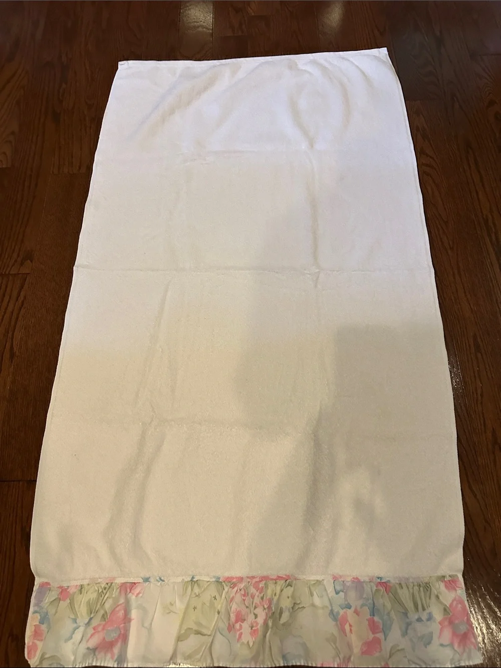 White bath Towel with Floral Ruffle
